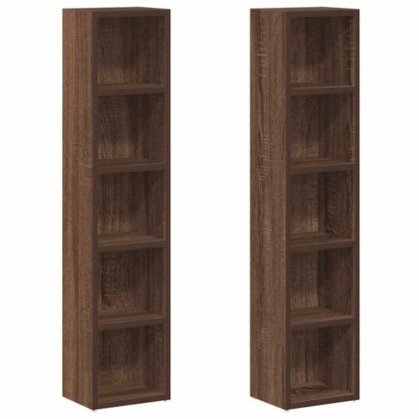 vidaXL CD-hyllyt 2 kpl ruskea tammi 21x16x93,5 cm tekninen puu