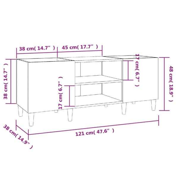 vidaXL vinylskab 121x38x48 cm konstrueret træ grå sonoma-eg