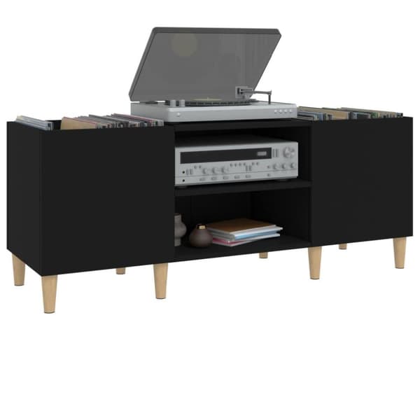 vidaXL Stereobänk svart 121x38x48 cm konstruerat trä