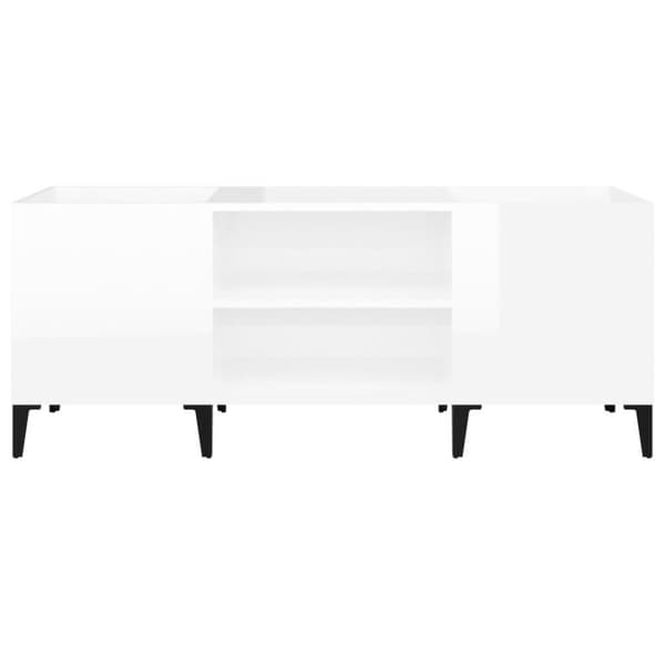 vidaXL Hifi-benk høyglans hvit 121x38x48 cm konstruert tre