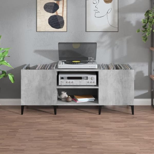 vidaXL Stereobänk betong-grå 121x38x48 cm konstruerat trä