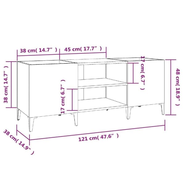 vidaXL Stereobänk betong-grå 121x38x48 cm konstruerat trä