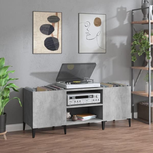 vidaXL Stereobänk betong-grå 121x38x48 cm konstruerat trä