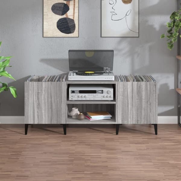 vidaXL Hifi-benk grå sonoma 121x38x48 cm konstruert tre