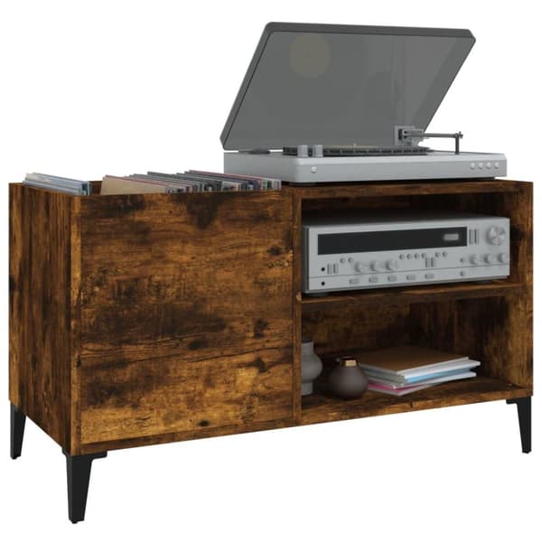 vidaXL Hifi-benk røkt eik 84,5x38x48 cm konstruert tre