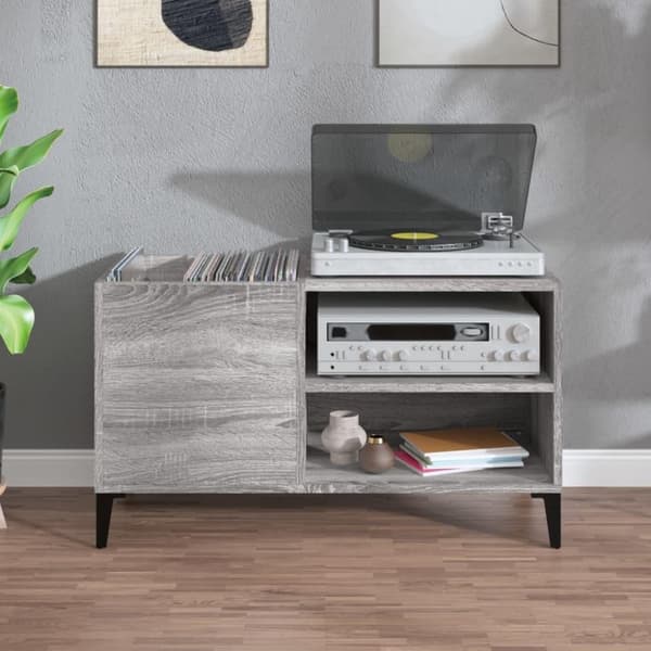 vidaXL Stereobänk grå sonoma 84,5x38x48 cm konstruerat trä