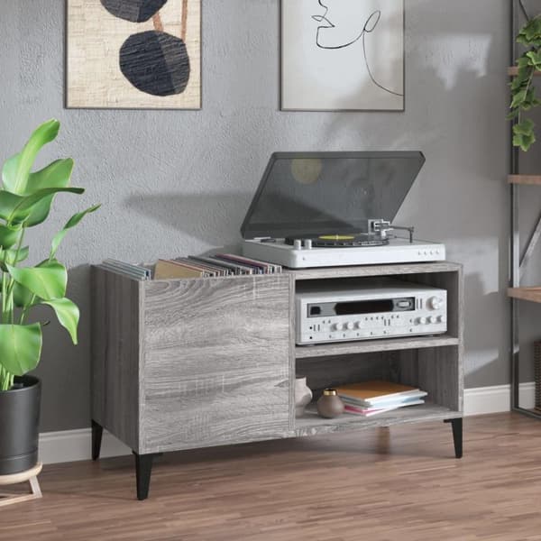 vidaXL Stereobänk grå sonoma 84,5x38x48 cm konstruerat trä