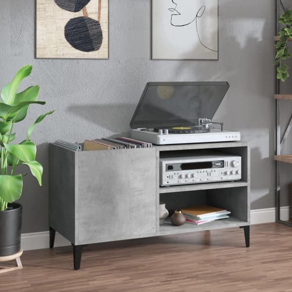 vidaXL Hifi-benk betonggrå 84,5x38x48 cm konstruert tre
