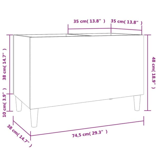 vidaXL Stereobänk vit 74,5x38x48 cm konstruerat trä