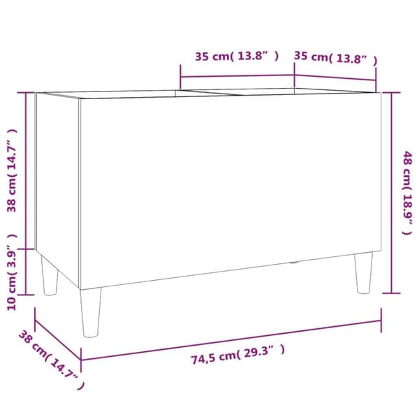 vidaXL Hifi-benk svart 74,5x38x48 cm konstruert tre