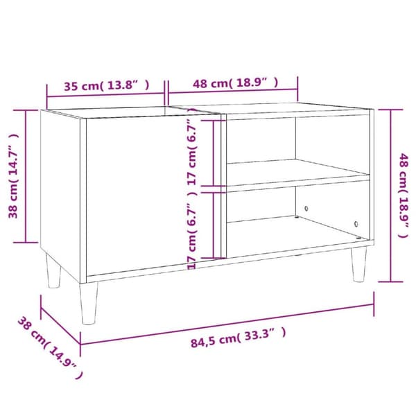 vidaXL vinylskab 84,5x38x48 cm konstrueret træ sort