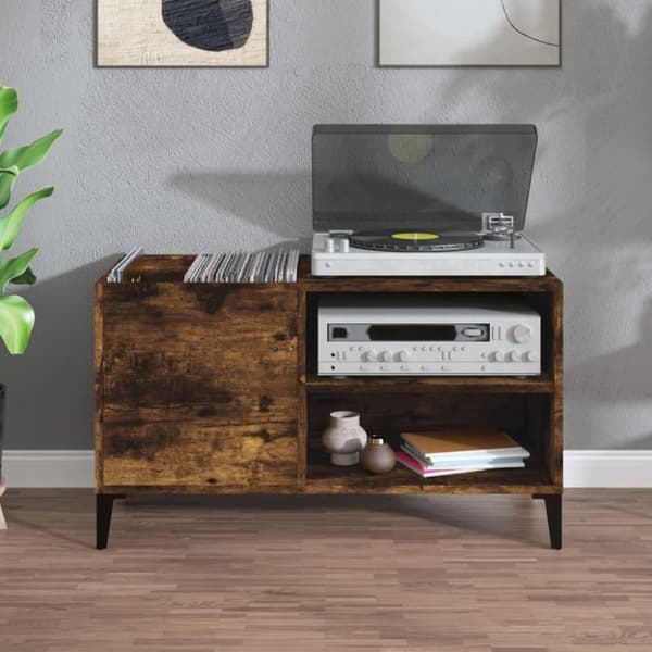 vidaXL vinylskab 84,5x38x48 cm konstrueret træ røget egetræsfarve