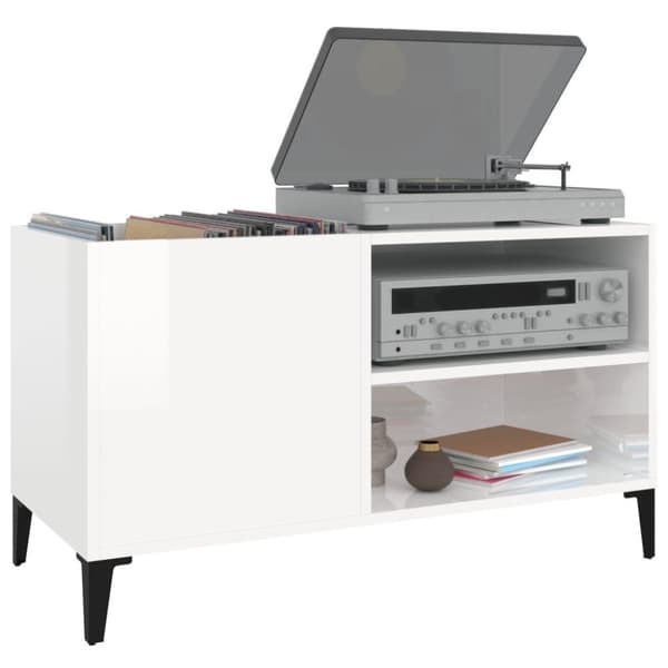 vidaXL vinylskab 84,5x38x48 cm konstrueret træ hvid højglans