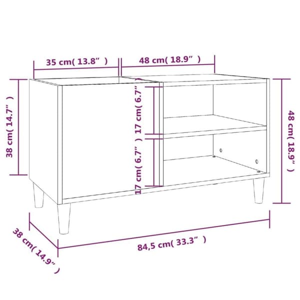 vidaXL vinylskab 84,5x38x48 cm konstrueret træ hvid højglans