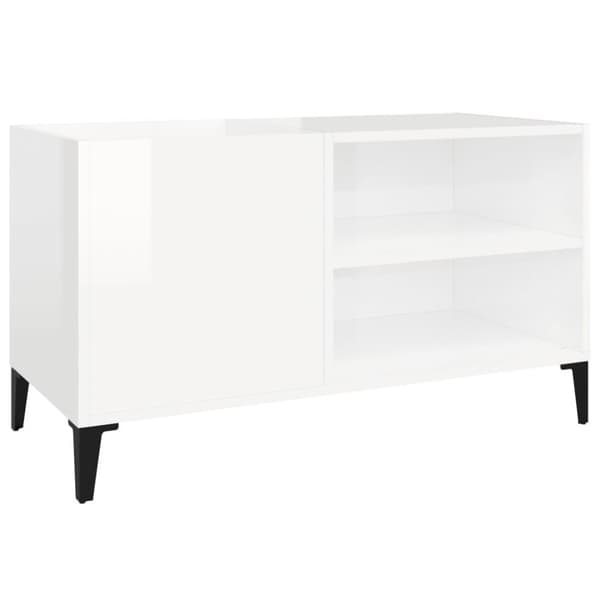 vidaXL vinylskab 84,5x38x48 cm konstrueret træ hvid højglans