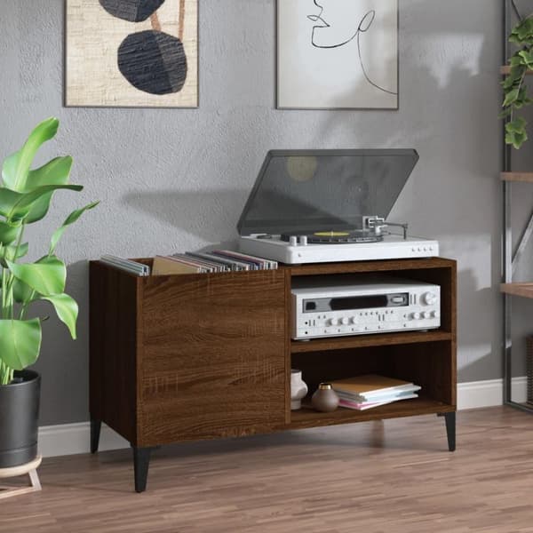 vidaXL vinylskab 84,5x38x48 cm konstrueret træ brun egetræsfarve