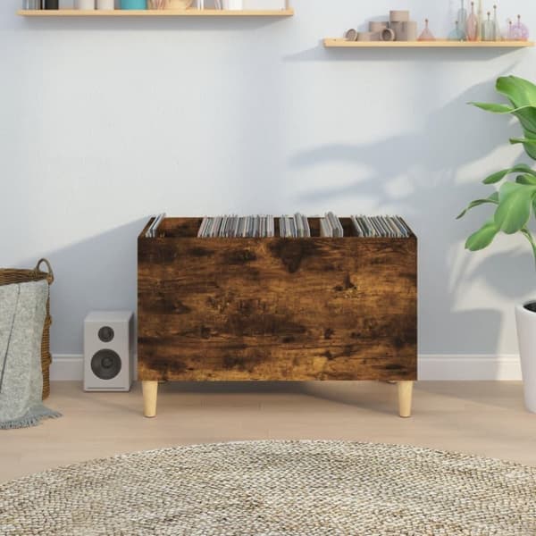 vidaXL Stereobänk rökfärgad ek 74,5x38x48 cm konstruerat trä