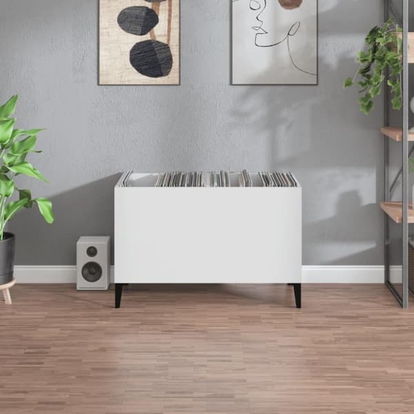 vidaXL Stereobänk vit 74,5x38x48 cm konstruerat trä