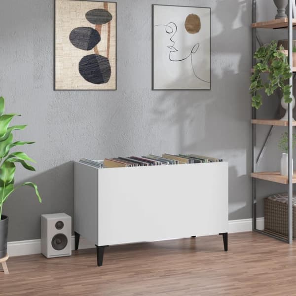 vidaXL Stereobänk vit 74,5x38x48 cm konstruerat trä