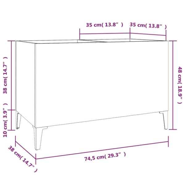 vidaXL Hifi-benk betonggrå 74,5x38x48 cm konstruert tre
