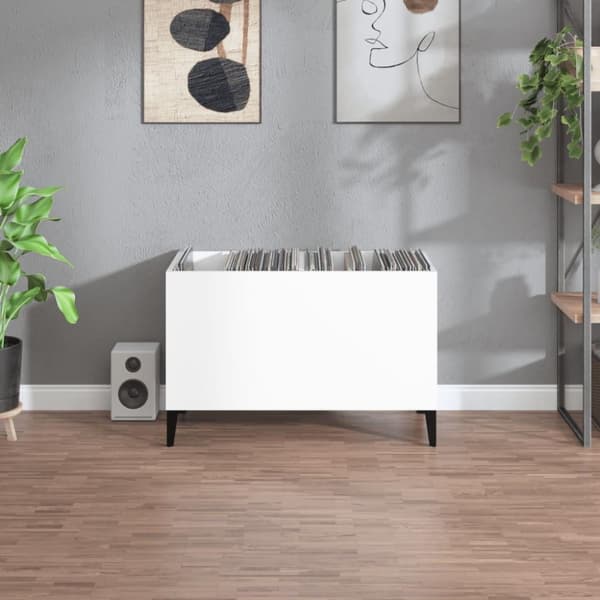vidaXL vinylskab 74,5x38x48 cm konstrueret træ hvid højglans