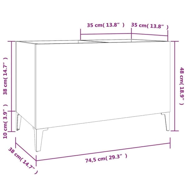 vidaXL vinylskab 74,5x38x48 cm konstrueret træ hvid højglans