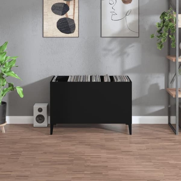 vidaXL LP-levyjen säilytyskaappi musta 74,5x38x48 cm tekninen puu