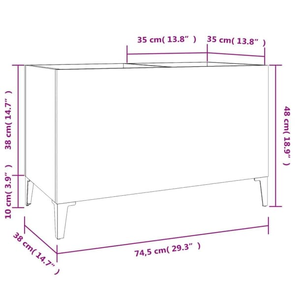 vidaXL LP-levyjen säilytyskaappi musta 74,5x38x48 cm tekninen puu