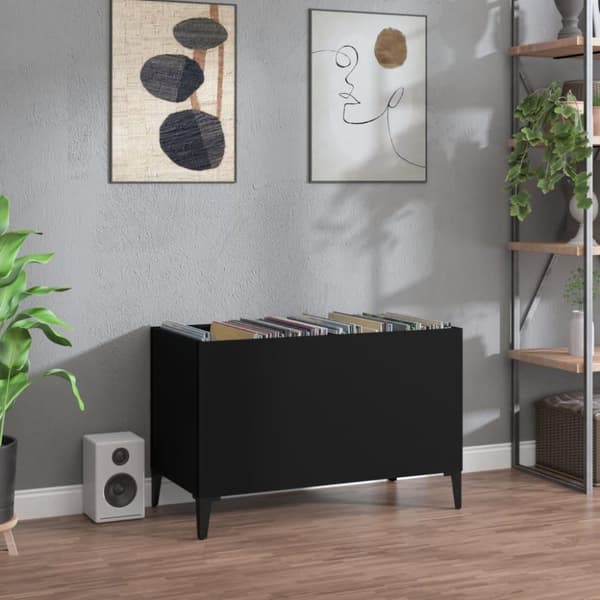 vidaXL LP-levyjen säilytyskaappi musta 74,5x38x48 cm tekninen puu