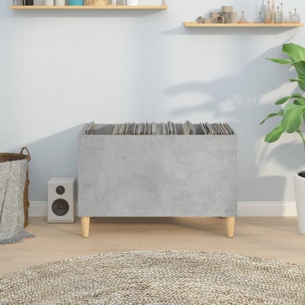 vidaXL LP-levyjen säilytyskaappi betoninharmaa 74,5x38x48 cm puu