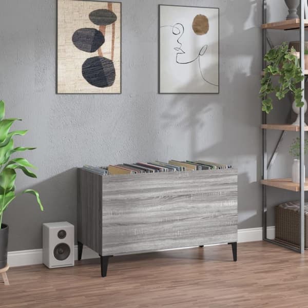 vidaXL vinylskab 74,5x38x48 cm konstrueret træ grå sonoma-eg