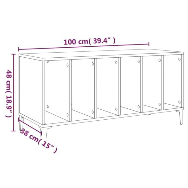 vidaXL Hifi-benk grå sonoma 100x38x48 cm konstruert tre
