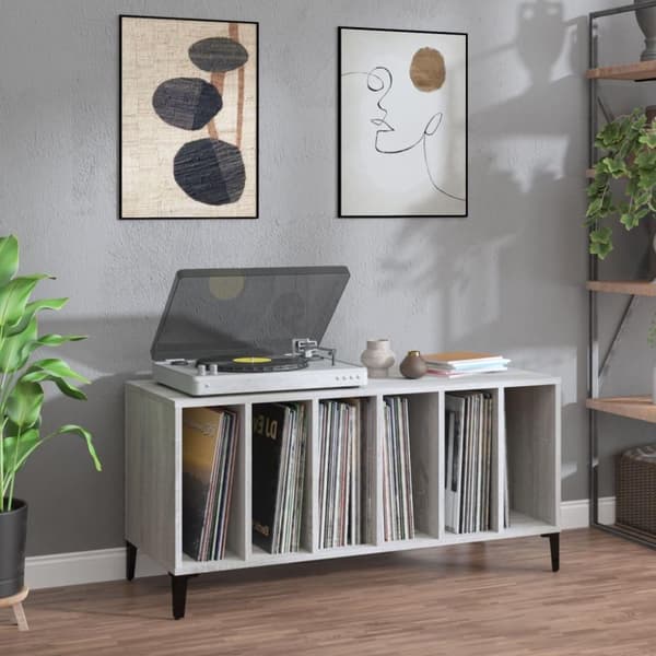 vidaXL Hifi-benk grå sonoma 100x38x48 cm konstruert tre