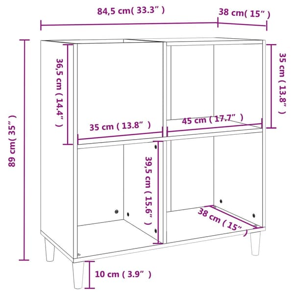 vidaXL vinylskab 84,5x38x39 cm konstrueret træ grå sonoma-eg