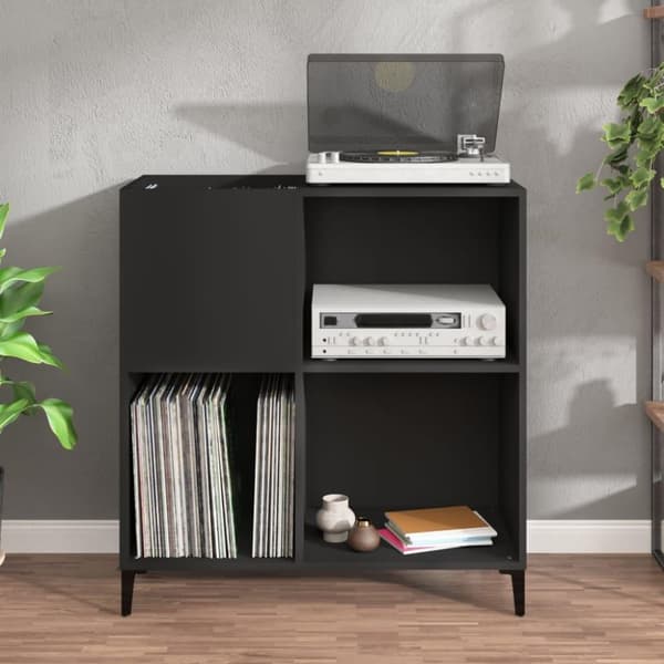vidaXL vinylskab 84,5x38x89 cm konstrueret træ sort