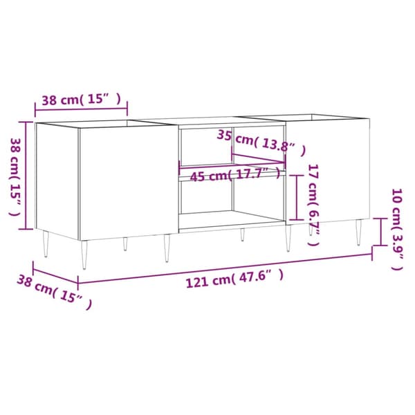 vidaXL Stereobänk vit högglans 121x38x48 cm konstruerat trä