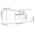 Miniatyrbilde 9 av 9: vidaXL Hifi-benk betonggrå 121x38x48 cm konstruert tre