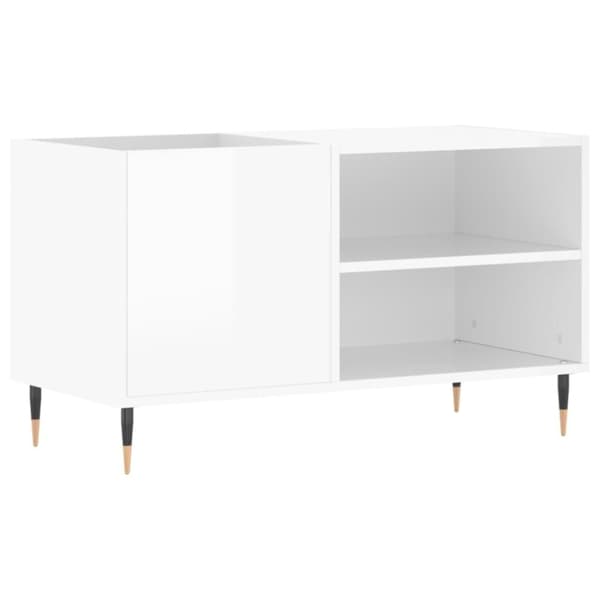 vidaXL LP-levyjen säilytyskaappi korkeakiilto valk. 85x38x48 cm puu