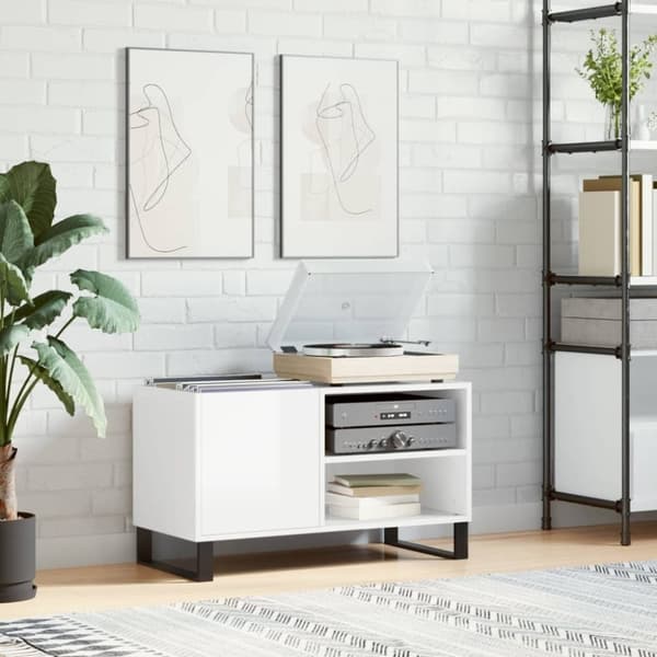 vidaXL vinylskab 85x38x48 cm konstrueret træ hvid højglans