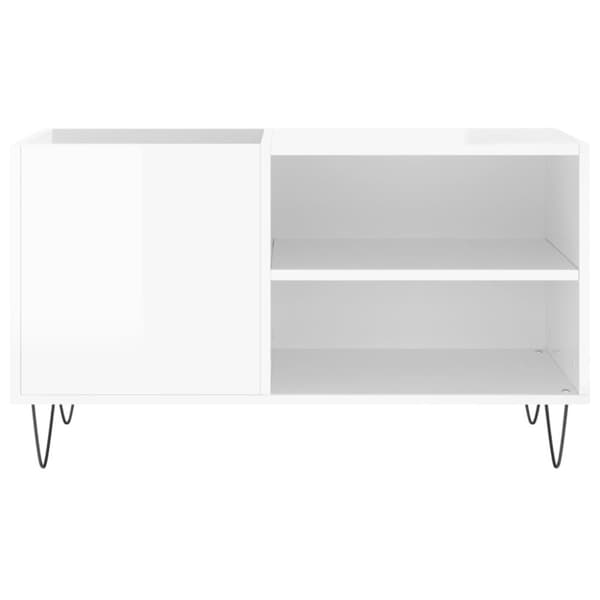 vidaXL Hifi-benk høyglans hvit 85x38x48 cm konstruert tre