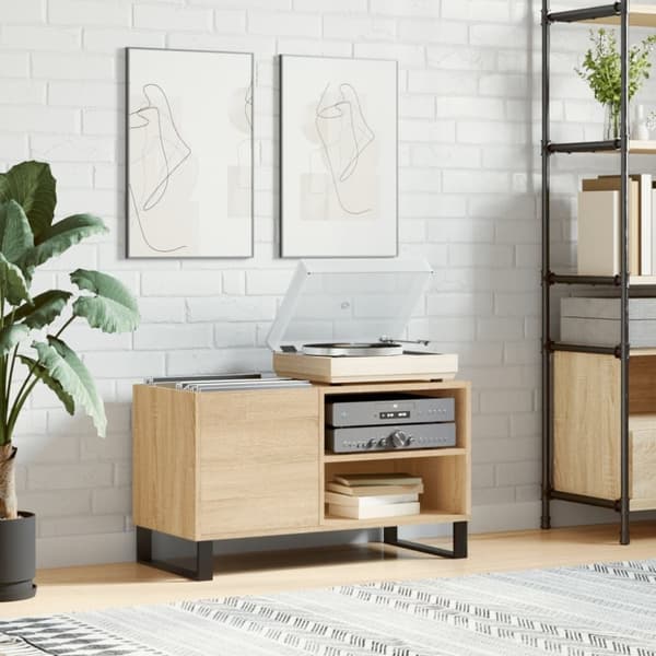 vidaXL Stereobänk sonoma-ek 85x38x48 cm konstruerat trä