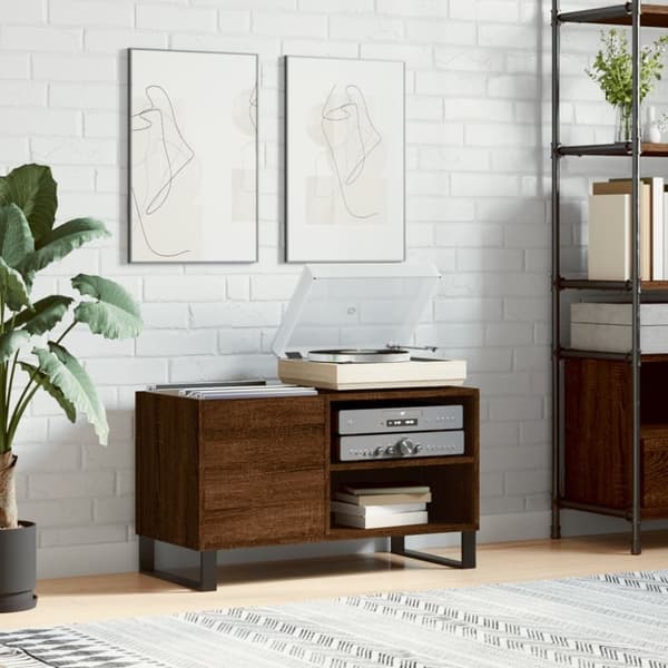 vidaXL Stereobänk brun ek 85x38x48 cm konstruerat trä