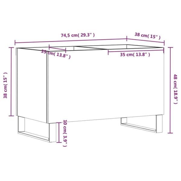 vidaXL Hifi-benk hvit 74,5x38x48 cm konstruert tre