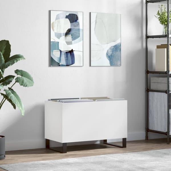 vidaXL Hifi-benk hvit 74,5x38x48 cm konstruert tre