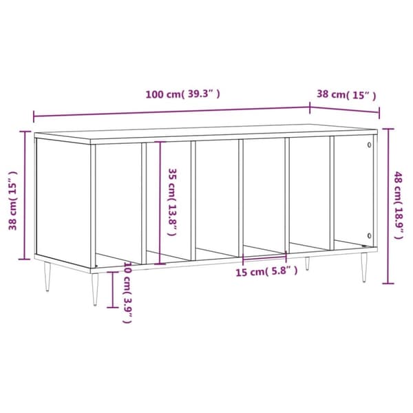 vidaXL vinylskab 100x38x48 cm konstrueret træ hvid højglans