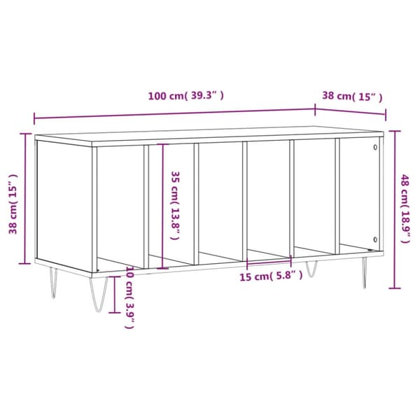 vidaXL vinylskab 100x38x48 cm konstrueret træ brun egetræsfarve