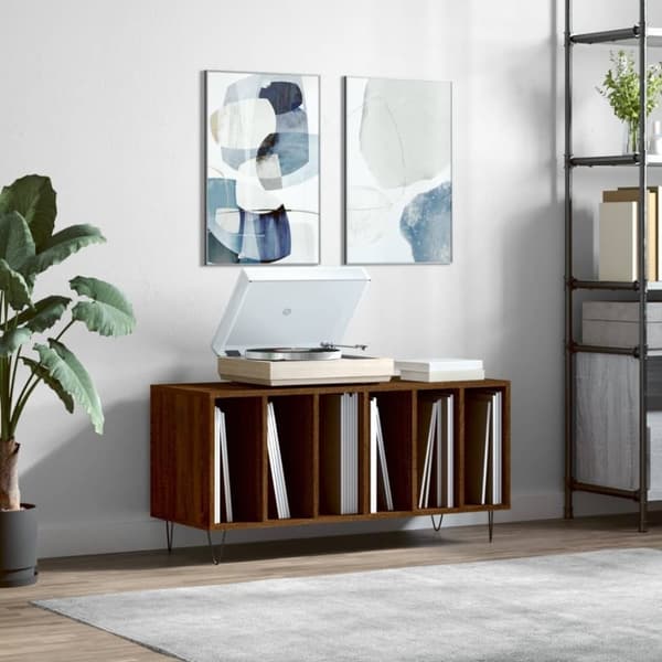 vidaXL vinylskab 100x38x48 cm konstrueret træ brun egetræsfarve