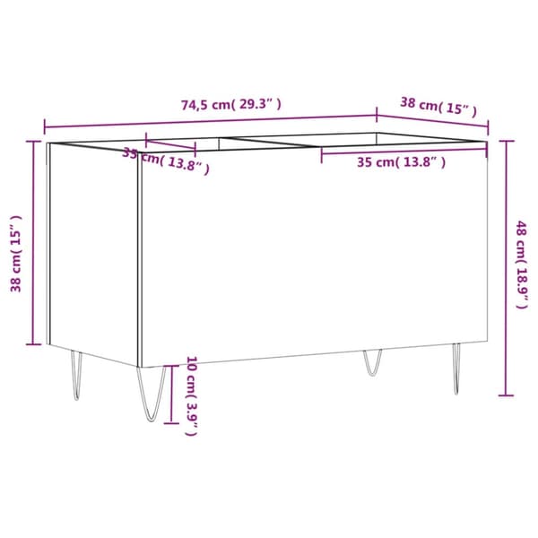 vidaXL vinylskab 74,5x38x48 cm konstrueret træ hvid