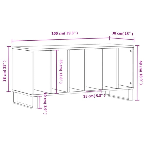 vidaXL vinylskab 100x38x48 cm konstrueret træ hvid