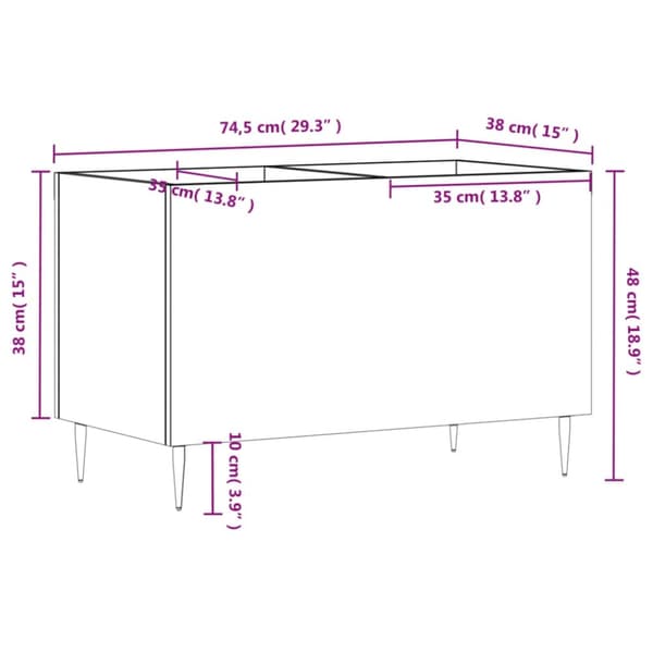vidaXL Hifi-benk brun eik 74,5x38x48 cm konstruert tre